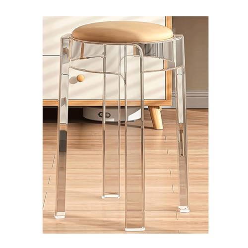 MDLOCJHF Frühstück Barhocker aus Acryl, 2er-Set, stapelbar, transparent, niedrige Hocker, Moderne, 45,7 cm hohe, rückenfreie Thekenhocker, Küchen- und Esszimmerstühle Heimbar(Orange) von MDLOCJHF
