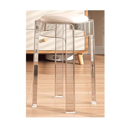 MDLOCJHF Frühstück Barhocker aus Acryl, 2er-Set, stapelbar, transparent, niedrige Hocker, Moderne, 45,7 cm hohe, rückenfreie Thekenhocker, Küchen- und Esszimmerstühle Heimbar(Rose) von MDLOCJHF