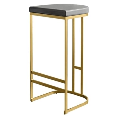 MDLOCJHF Frühstück Barhocker aus Leder mit goldenen Metallbeinen, moderner Barstuhl ohne Rückenlehne, hoher Frühstückshocker mit Fußstütze for Esszimmer, Küche, Theke, Bar Heimbar(Gris,65cm) von MDLOCJHF