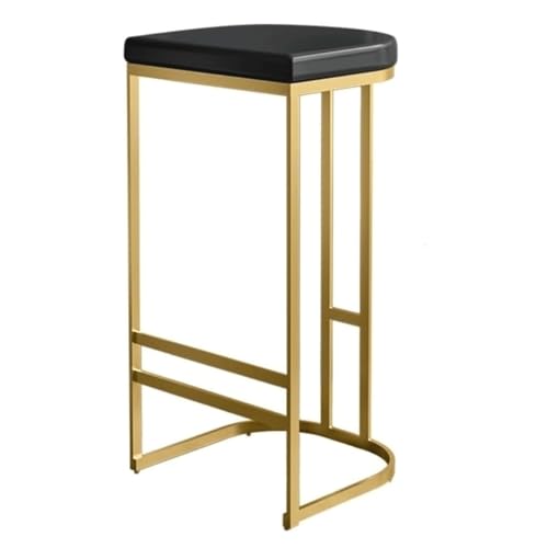 MDLOCJHF Frühstück Barhocker aus Leder mit goldenen Metallbeinen, moderner Barstuhl ohne Rückenlehne, hoher Frühstückshocker mit Fußstütze for Esszimmer, Küche, Theke, Bar Heimbar(Svart,75cm) von MDLOCJHF