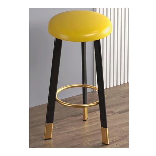 MDLOCJHF Frühstück Barhocker aus Leder ohne Rückenlehne, moderner Barhocker in Thekenhöhe mit Fußstütze, runder Frühstücksbarstuhl for Pub, Bar, Kücheninsel Heimbar(Geel,70) von MDLOCJHF