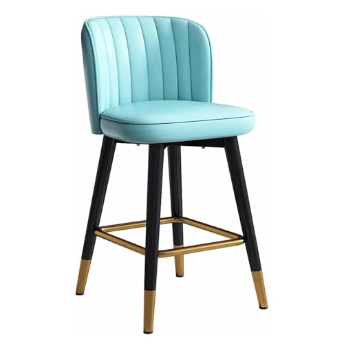 MDLOCJHF Frühstück Barhocker aus Nappaleder mit Rückenlehne, moderner 360°-Drehstuhl in Thekenhöhe, gepolsterter, armloser Küchenthekenhocker, Esszimmerstuhl Heimbar(Bleu,75cm) von MDLOCJHF