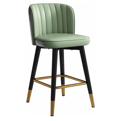 MDLOCJHF Frühstück Barhocker aus Nappaleder mit Rückenlehne, moderner 360°-Drehstuhl in Thekenhöhe, gepolsterter, armloser Küchenthekenhocker, Esszimmerstuhl Heimbar(Groen,65cm) von MDLOCJHF