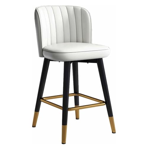 MDLOCJHF Frühstück Barhocker aus Nappaleder mit Rückenlehne, moderner 360°-Drehstuhl in Thekenhöhe, gepolsterter, armloser Küchenthekenhocker, Esszimmerstuhl Heimbar(Light Grey,55cm) von MDLOCJHF
