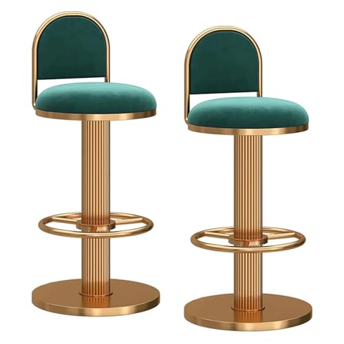 MDLOCJHF Frühstück Barhocker aus Samt, 2er-Set, modern, um 360° drehbar, Thekenhöhe, höhenverstellbar, Esszimmer-Barstühle mit Rückenlehne und Fußstütze for Kücheninsel Heimbar(Groen,65-80cm) von MDLOCJHF