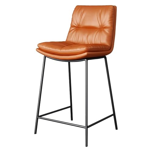 MDLOCJHF Frühstück Barhocker for Kücheninsel mit Rückenlehne, bequemer gepolsterter Barstuhl for die Küchentheke, Sitz aus PU-Leder und Beine aus schwarzem Metall, hoher Hocker Heimbar(Orange,75cm) von MDLOCJHF