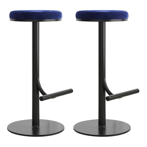 MDLOCJHF Frühstück Barhocker ohne Rückenlehne, 2er-Set mit Fußstütze, Moderne drehbare Barhocker aus Samt ohne Armlehnen, Hocker for die Frühstückstheke in der Küche Heimbar(Bleu,65cm) von MDLOCJHF