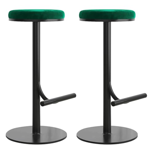 MDLOCJHF Frühstück Barhocker ohne Rückenlehne, 2er-Set mit Fußstütze, Moderne drehbare Barhocker aus Samt ohne Armlehnen, Hocker for die Frühstückstheke in der Küche Heimbar(Groen,75cm) von MDLOCJHF