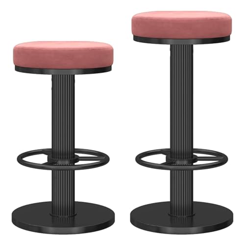 MDLOCJHF Frühstück Drehbare Barhocker, 2er-Set, Moderne runde Barstühle mit Samtpolsterung, verstellbare Barhocker ohne Rückenlehne mit schwarzem Fuß for Kücheninsel, Esszimmer, Hausbar Heimbar(Rose) von MDLOCJHF