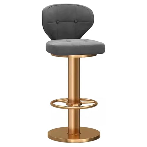 MDLOCJHF Frühstück Drehbarer Barhocker aus Samt mit Rückenlehne, moderner, höhenverstellbarer Barhocker, armloser, gepolsterter Thekenstuhl for Küche, Esszimmer, Zuhause, Bar Heimbar(Gris) von MDLOCJHF