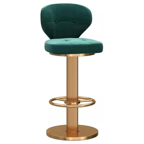 MDLOCJHF Frühstück Drehbarer Barhocker aus Samt mit Rückenlehne, moderner, höhenverstellbarer Barhocker, armloser, gepolsterter Thekenstuhl for Küche, Esszimmer, Zuhause, Bar Heimbar(Groen) von MDLOCJHF