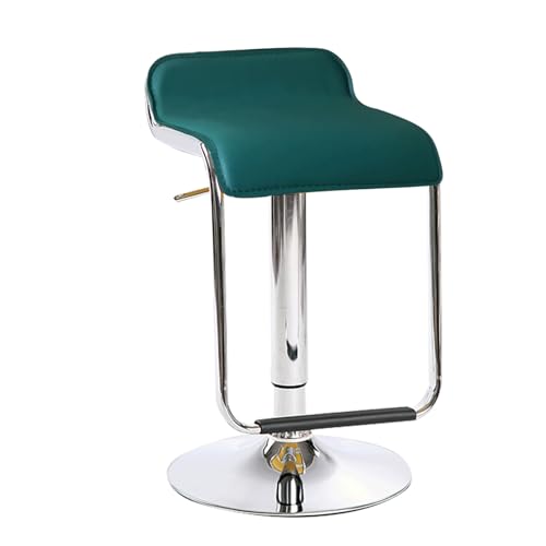 MDLOCJHF Frühstück Höhenverstellbarer Barhocker mit niedriger Rückenlehne, Gasdruckfeder, 60–80 cm, moderner Drehhocker, Sitzfläche aus PU-Leder, Küchenbarhocker mit Fußstütze Heimbar(Dark Green) von MDLOCJHF