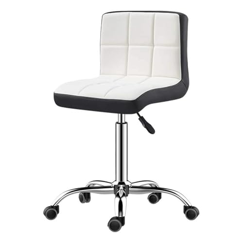 MDLOCJHF Frühstück Verstellbarer, drehbarer Barhocker mit quadratischer Rückenlehne, gepolsterter Tresenhocker aus PU-Leder, moderner Barhocker aus Metall, Küchen- und Esszimmerstuhl Heimbar(Blanc) von MDLOCJHF