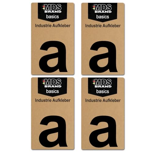Basics von MDS Brand, 10cm Buchstaben Aufkleber, 4 Stück, Glänzend, Buchstaben zum aufkleben, Wetterfest klebebuchstaben (a, Schwarz) von MDS Brand