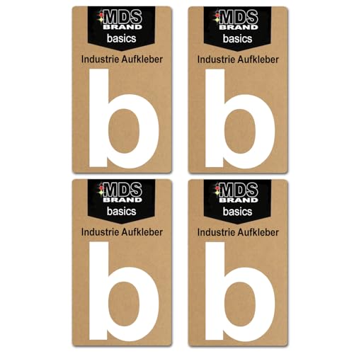 Basics von MDS Brand, 10cm Buchstaben Aufkleber, 4 Stück, Glänzend, Buchstaben zum aufkleben, Wetterfest klebebuchstaben (b, Weiss) von MDS Brand