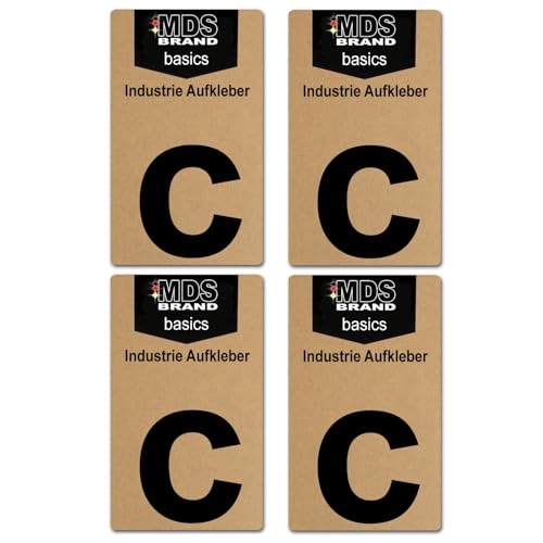 Basics von MDS Brand, 10cm Buchstaben Aufkleber, 4 Stück, Glänzend, Buchstaben zum aufkleben, Wetterfest klebebuchstaben (c, Schwarz) von MDS Brand
