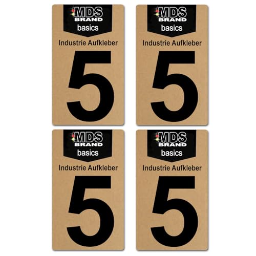 Basics von MDS Brand, 10cm Zahlen Aufkleber, Glänzend, 4 Stück, Zahlen zum aufkleben, Wetterfest klebezahlen (5., Schwarz) von MDS Brand