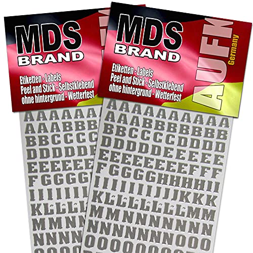 MDS Brand Buchstaben zum beschriften von Kerzen 2er/pk für Taufkerzen, Kommunionkerzen, Hochzeitskerze oder dankeskarten, einfach zum basteln und gestalten 60(Silber) von MDS Brand