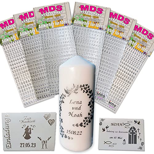 MDS Brand 1cm Buchstaben Aufkleber | 2X Pack | zum beschriften von Karten, Fotoalbum, Hochzeitskerze oder dankeskarten & Scrapbook, einfach zum basteln und gestalten 2x-64 (2x-64) von MDS Brand