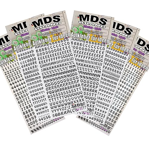 MDS Brand 1cm Buchstaben Aufkleber | 2X Pack | zum beschriften von Karten, Fotoalbum, Hochzeitskerze oder dankeskarten & Scrapbook, einfach zum basteln und gestalten Schwarz (2x-50) von MDS Brand