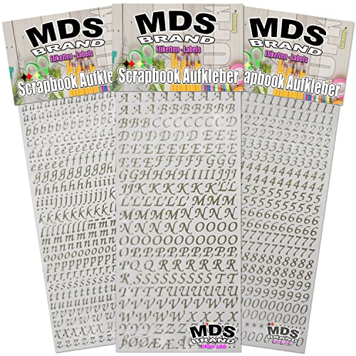 MDS Brand 1cm Buchstaben & Zahlen Aufkleber (Schräg) einfach zum basteln und gestalten von Scrapbook & Karten, auch EIN Super Alternative zu wachsbuchstaben für Kerzen (21-Silber) von MDS Brand