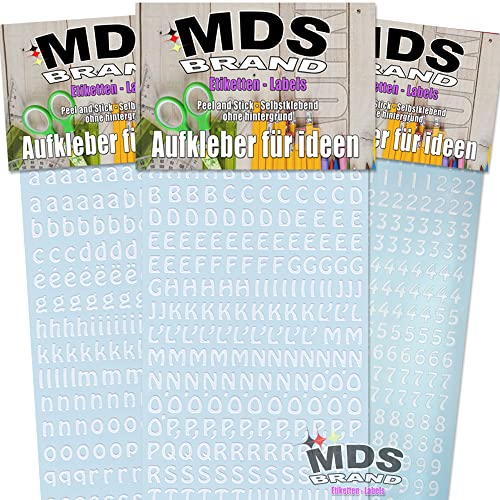 MDS Brand 1cm Buchstaben zum aufkleben einfach zum basteln und gestalten von Scrapbook & Karten, auch EIN Super Alternative zu wachsbuchstaben Kerzen 51 (Weiss) von MDS Brand