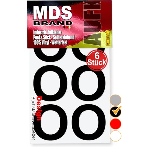 MDS Brand 5cm Design Buchstaben Aufkleber Selbstklebende Klebebuchstaben | Wetterfest Alphabet zum Aufkleben für Briefkasten, Vinyl Buchstaben für Außen & Innen (Schwarz, O) von MDS Brand