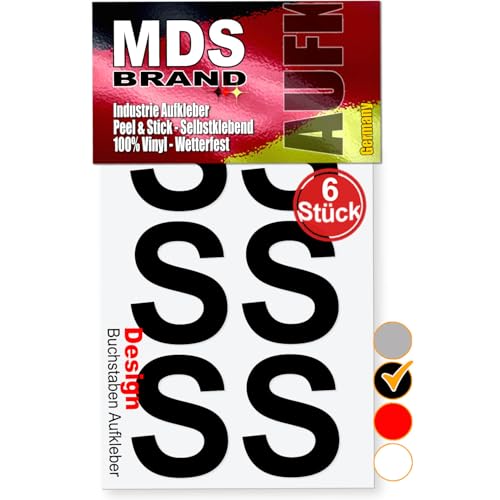 MDS Brand 5cm Design Buchstaben Aufkleber Selbstklebende Klebebuchstaben | Wetterfest Alphabet zum Aufkleben für Briefkasten, Vinyl Buchstaben für Außen & Innen (Schwarz, S) von MDS Brand