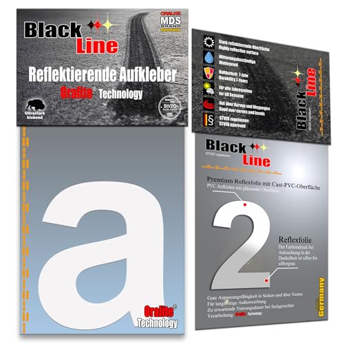 MDS Brand 10cm Reflektierende Buchstaben Aufkleber LKW Marking Grade Reflektoren für Hausnummer & Mülltonnen Aufkleber Weiss Reflex (a) von MDS Brand