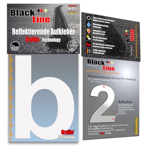 MDS Brand 10cm Reflektierende Buchstaben Aufkleber | LKW Marking Grade Reflektoren für Hausnummer & Mülltonnen Aufkleber Weiss Reflex (b) von MDS Brand