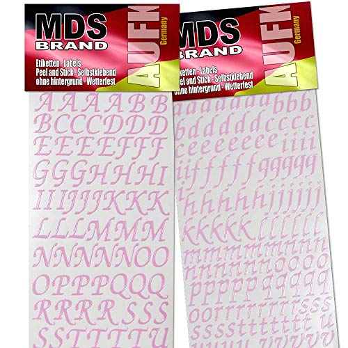 MDS Brand 1,5cm Schreibschrift Buchstaben Aufkleber Aufkleber 2er/pk ideal für Hochzeit, Weihnachten und Geburtstagen, einfach zum basteln und gestalten von Karten & Fotoalbum 94 (Rosa) von MDS Brand