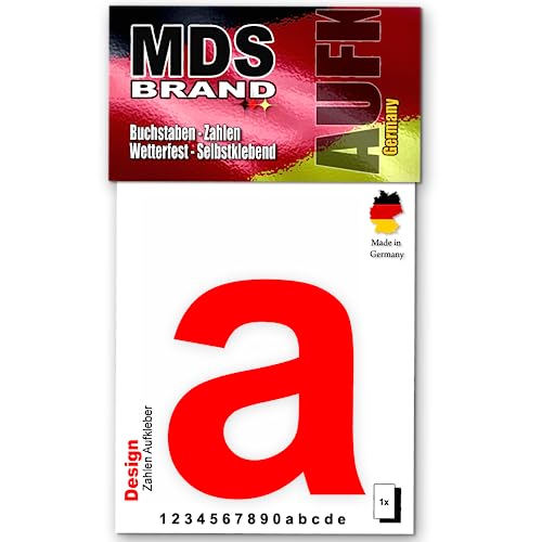 MDS Brand Design 10cm Buchstaben Aufkleber Selbstklebende Klebezahlen für Briefkasten, Mülltonne & Hausnummeren Aufkleber für Außen & Innen, D-10-Rot (a) von MDS Brand