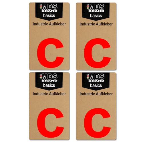 Basics von MDS Brand, 10cm Buchstaben Aufkleber, 4 Stück, Glänzend, Buchstaben zum aufkleben, Wetterfest klebebuchstaben (c) von MDS Brand