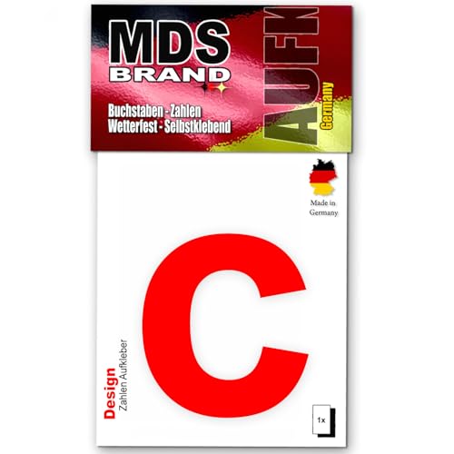 MDS Brand Design 10cm Buchstaben Aufkleber Selbstklebende Klebezahlen für Briefkasten, Mülltonne & Hausnummeren Aufkleber für Außen & Innen, D-10-Rot (c) von MDS Brand