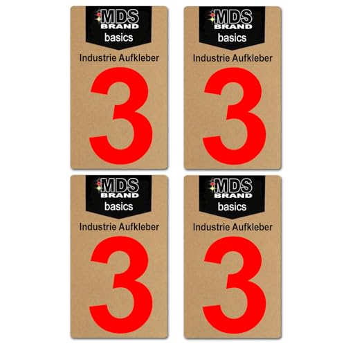 Basics von MDS Brand, 10cm Zahlen Aufkleber, Glänzend, 4 Stück, Zahlen zum aufkleben, Wetterfest klebezahlen (3) von MDS Brand