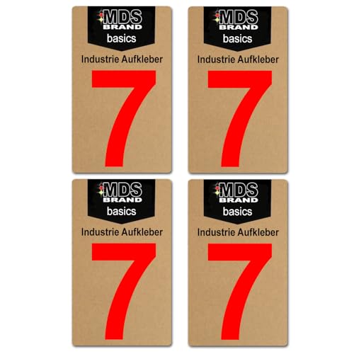 Basics von MDS Brand, 10cm Zahlen Aufkleber, Glänzend, 4 Stück, Zahlen zum aufkleben, Wetterfest klebezahlen (7) von MDS Brand