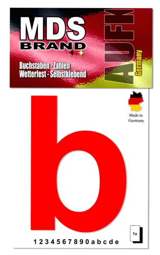 MDS Brand Design 15cm Buchstaben Aufkleber Selbstklebende Klebezahlen für Briefkasten, Mülltonne & Hausnummeren Aufkleber für Außen & Innen, D-15 (b, Rot) von MDS Brand