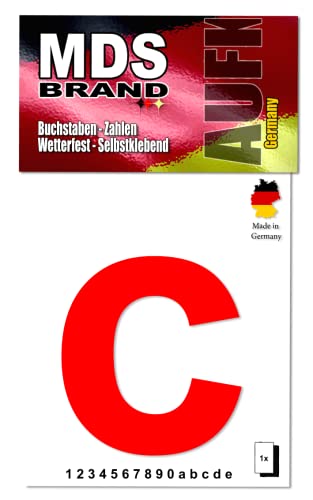 MDS Brand Design 15cm Zahlen Aufkleber Selbstklebende Klebezahlen für Briefkasten, Mülltonne & Hausnummeren Aufkleber für Außen & Innen, D-15 (c, Rot) von MDS Brand