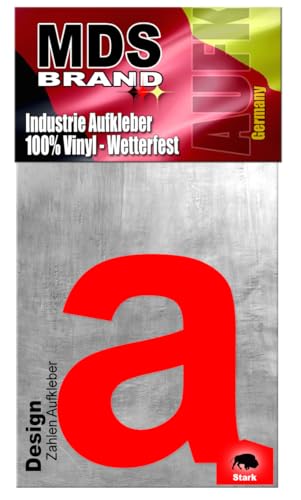 MDS Brand Design 20cm Zahlen Aufkleber | Selbstklebende Hausnummern zum aufkleben | Klebezahlen für Mülltonne, Briefkasten, Hausnummer & Auto | Optimal für Außen & Innen (Rot, a) von MDS Brand
