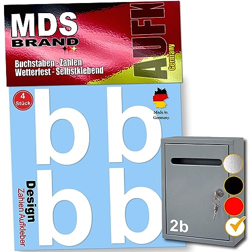 MDS Brand Design 8cm Zahlen Aufkleber 4x Sparr-Pack Selbstklebende Klebezahlen für Briefkasten, Mülltonne & Hausnummeren Aufkleber für Außen & Innen, D-8 (Weiss-b) von MDS Brand