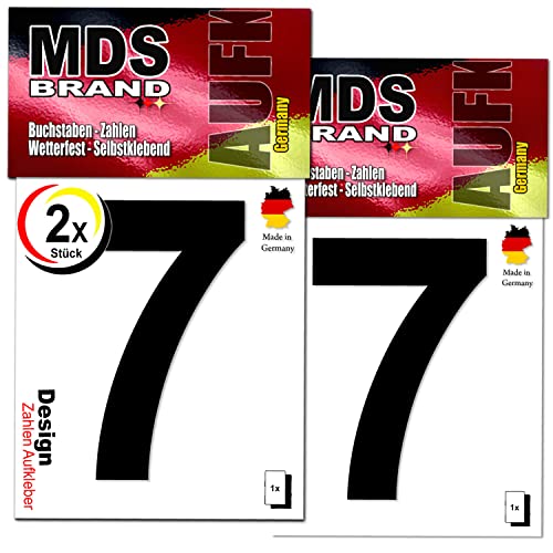 MDS Brand Design 9cm Zahlen Aufkleber | Selbstklebende Klebezahlen für Briefkasten, Mülltonne, Hausnummer Aufkleber für Außen & Innen (7., Schwarz) von MDS Brand
