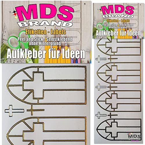 MDS Brand Katholisch Aufkleber zum beschriften von Kerzen 2er/pk für Hochzeitskerze, Taufkerzen, Kommunionkerzen oder dankeskarten, einfach zum basteln und gestalten (Kirche-11) von MDS Brand