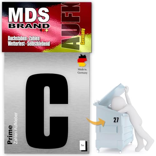 MDS Brand Prime 15cm Buchstaben Aufkleber Hausnummer Selbstklebend Schwarz (C) von MDS Brand