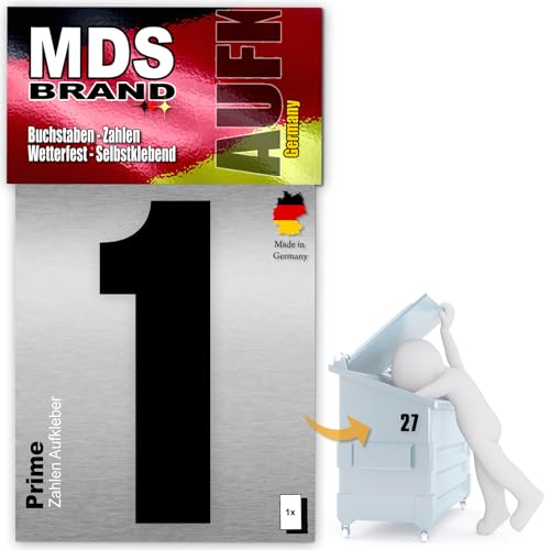 MDS Brand Prime 15cm Zahlen Aufkleber Klebezahlen Selbstklebend Hausnummer Aufkleber Schwarz (1) von MDS Brand