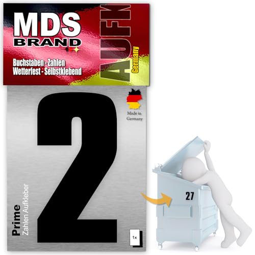 MDS Brand Prime 15cm Zahlen Aufkleber Klebezahlen Selbstklebend Hausnummer Aufkleber Schwarz (2) von MDS Brand