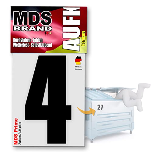 MDS Brand Prime 15cm Zahlen Aufkleber Klebezahlen Selbstklebend Hausnummer Aufkleber Schwarz (4) von MDS Brand