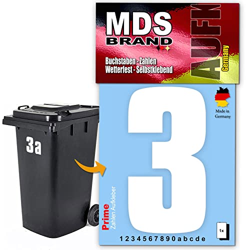 MDS Brand Prime 15cm Zahlen Aufkleber Klebezahlen Selbstklebend Hausnummer Aufkleber Weiss (3) von MDS Brand