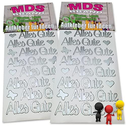 MDSBrand Sprüche Aufkleber " Alles Gute " für Taufe, Hochzeit, Geburtstag, 2/st ideal für Einlandungskarten & Hochzeit Einladungen, Gestalten Sie persönlichen Karten & Kerzen (K-19) von MDS Brand