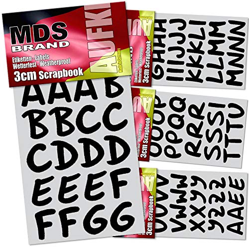 MDS Brand 3cm Buchstaben zum beschriften, Großbuchstaben sind Wetterfest Klebebuchstaben einfach zum basteln - gestalten u. Verzierung von Einladungskarten und Briefkasten (Schwarz) von MDS Brand