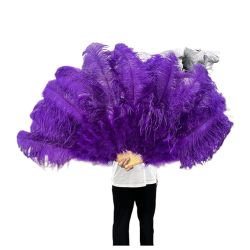 Federfächer 130CM/100CM Weißer großer Federfächer Flauschiger 13 Knochen Handheld for Karneval Tanz Bühnenauftritt & DIY Handwerk(15 Purple,Small fan 1PCS) von MDSIOKHJ